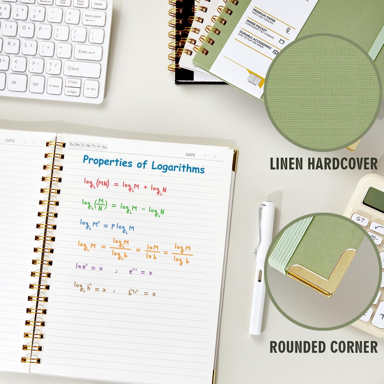 OWSC lined spiral notebook with thick 110 GSM pages, 480 pages, B5 size, ideal for college and note-taking.