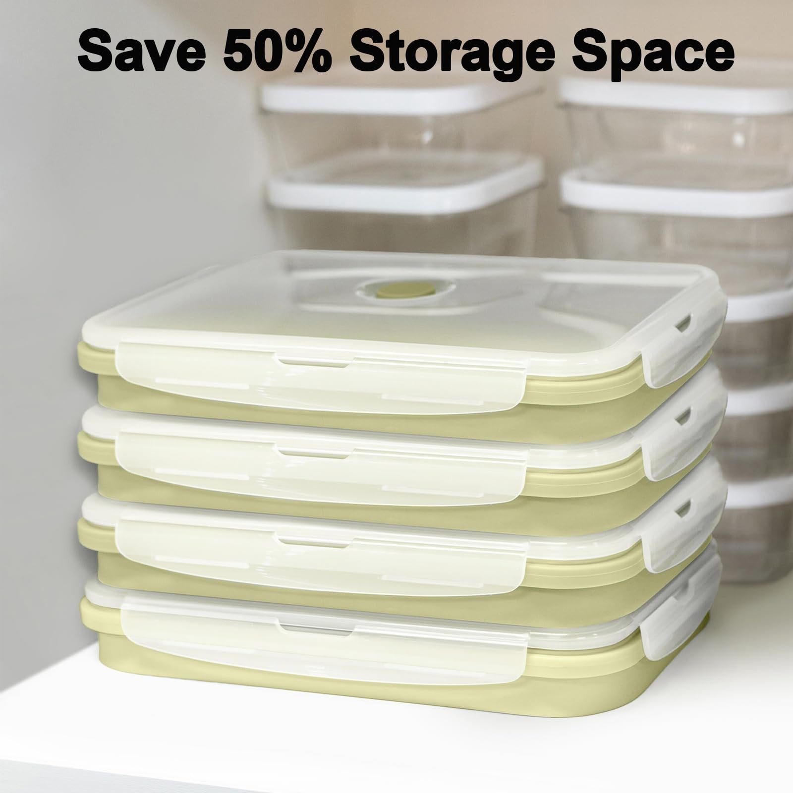 CUISITOOL silicone food storage containers with lids, 4-pack, 40.5oz capacity, ideal for meal prep and food organization.