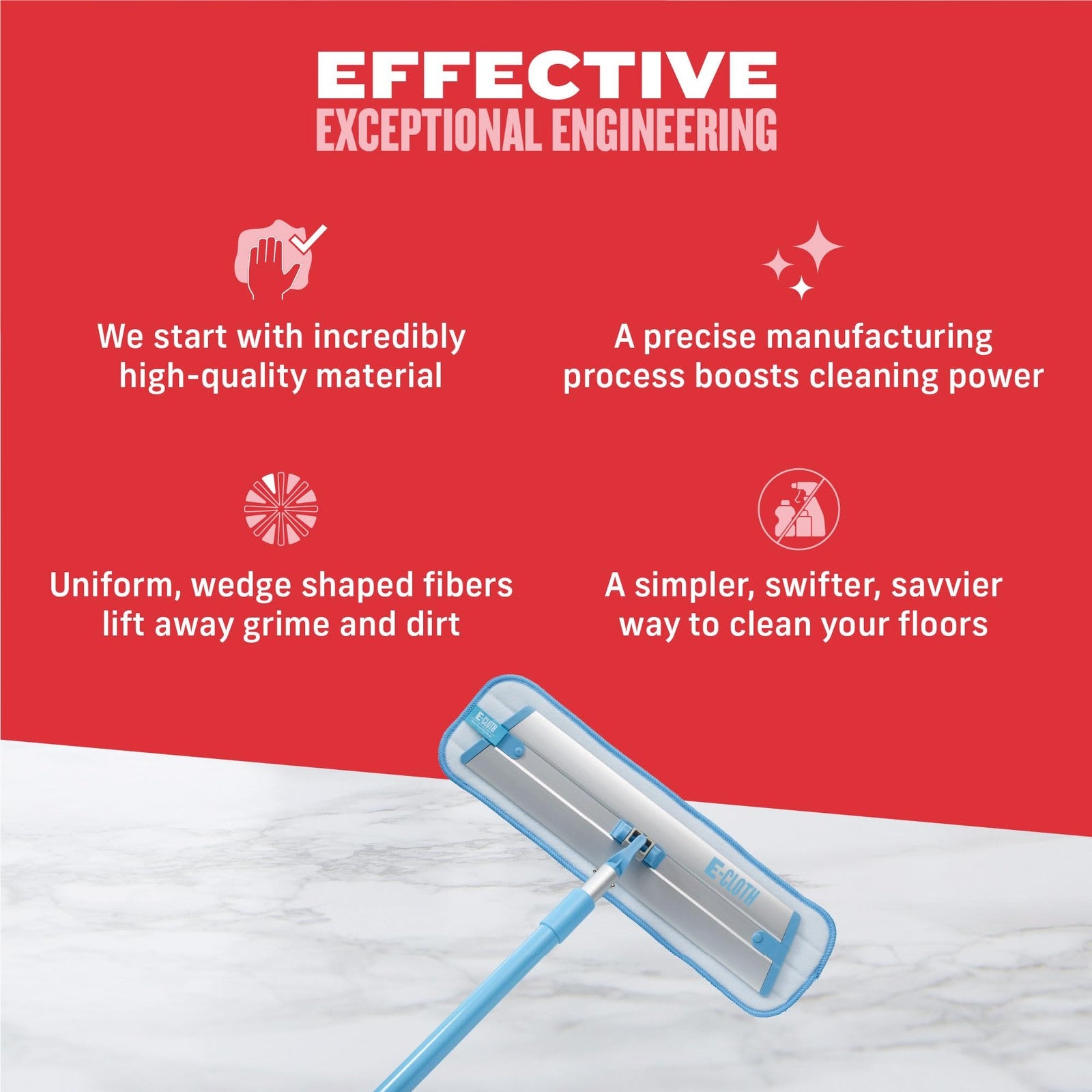 E-Cloth Deep Clean Microfiber Mop pad for home cleaning, reusable hard floor mop head with microfiber material.