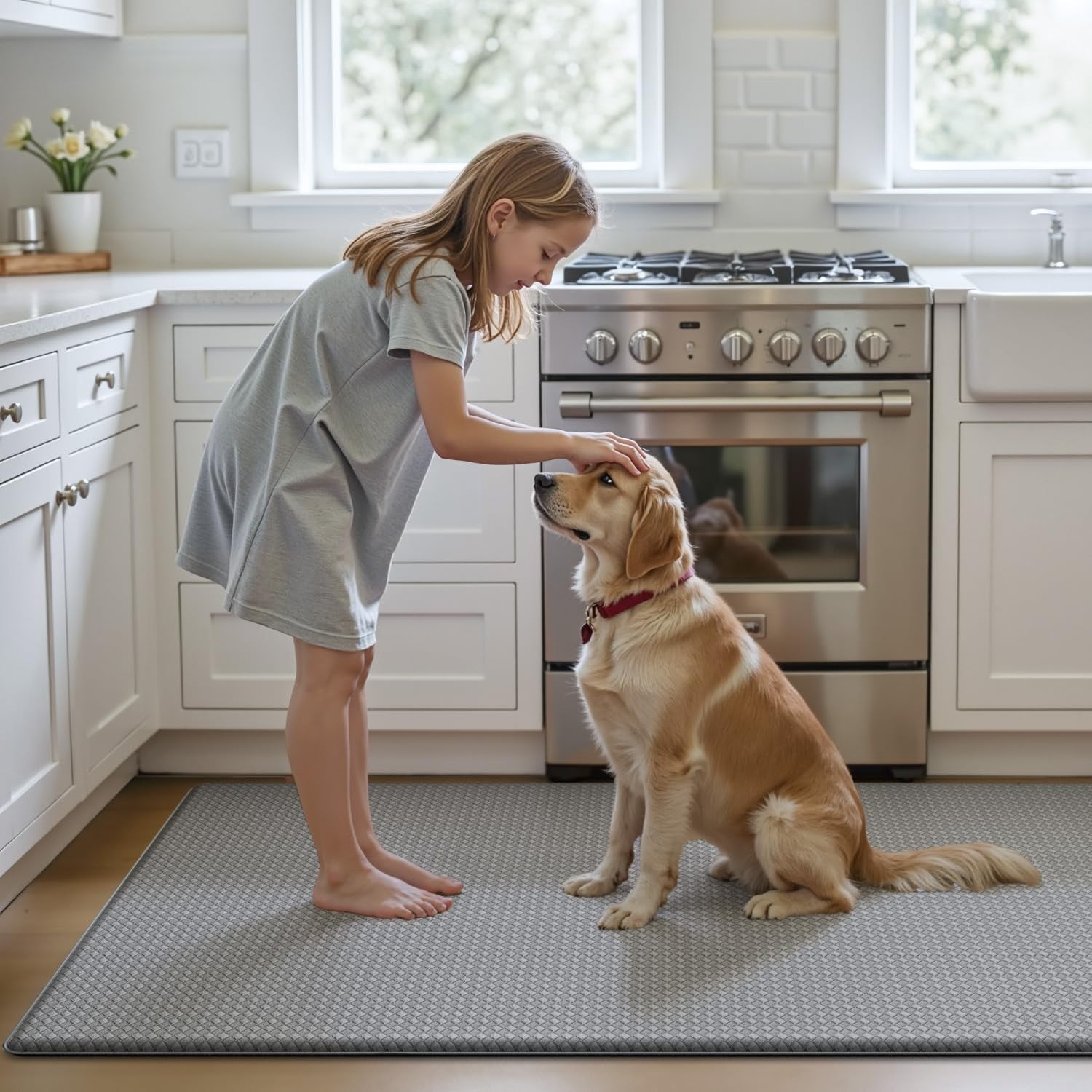 Cushioned Oakeep kitchen runner mat for floor, 23x71 inches, anti-fatigue design with textured surface for comfort and support
