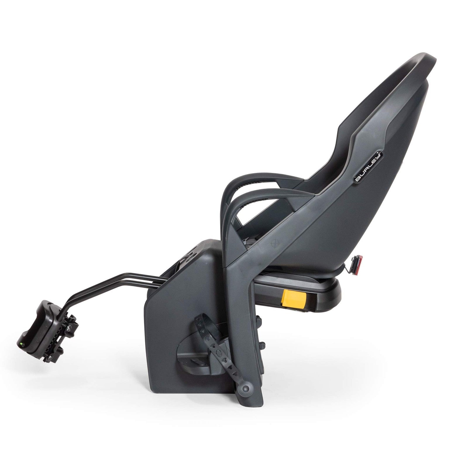 Black Burley Dash frame mounting block for bike accessories, shown attached to a bicycle frame in this product image.
