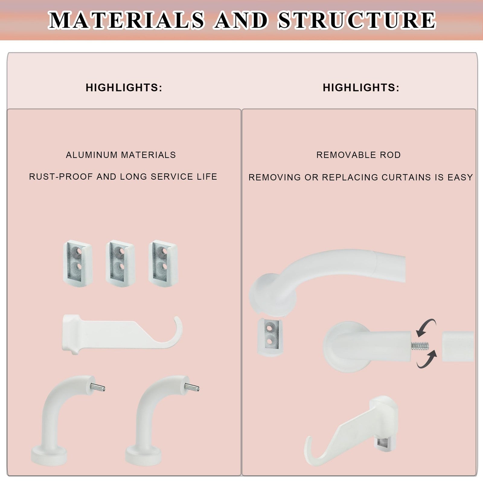 Matte white curtain rod by Lwiiom with 1-inch disc wrap-around design, suitable for windows 66 to 120 inches wide.
