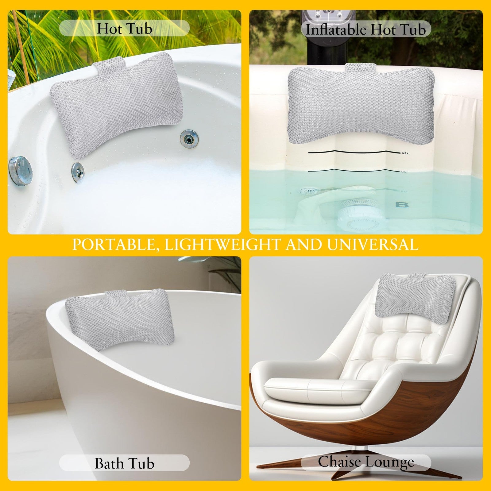 Keoltuo hot tub pillow 2-pack with cushioned headrest for spa and bathtub relaxation, featuring waterproof and comfortable design.