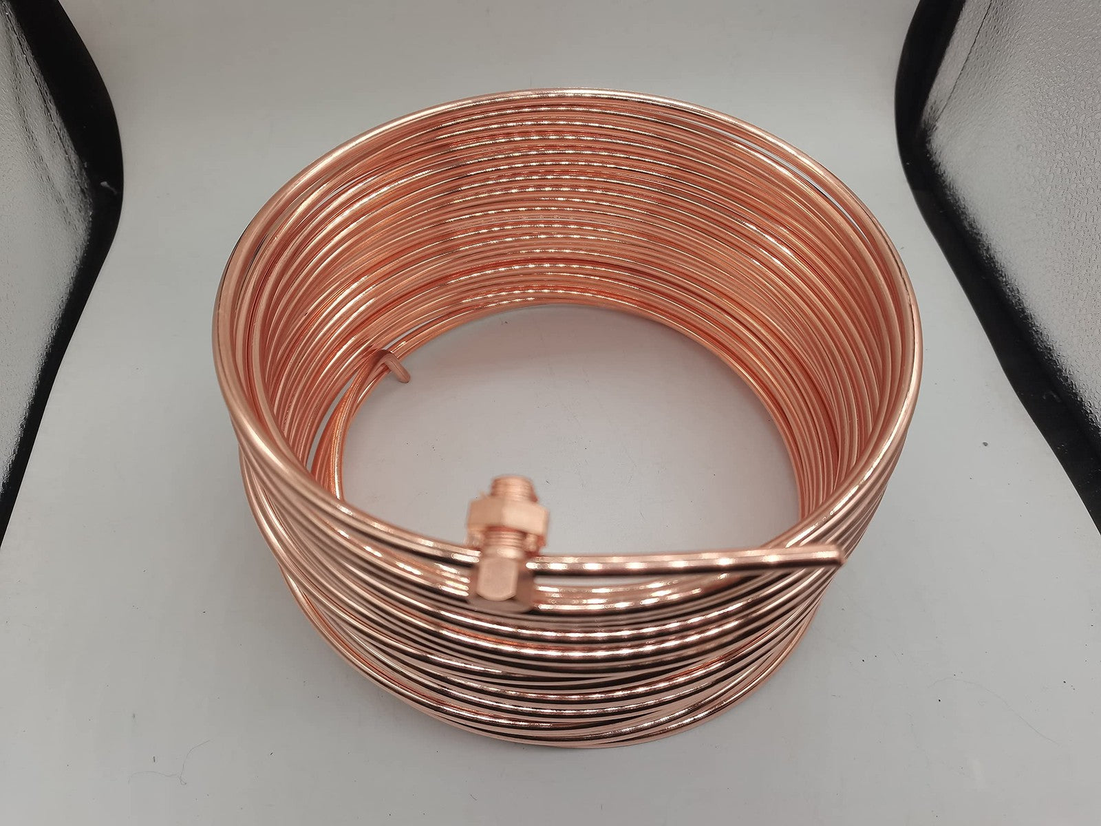 HIBUMFX copper bonded ground wire 6 AWG, 50ft length, with copper clad steel conductor, shown coiled and ready for electrical use.