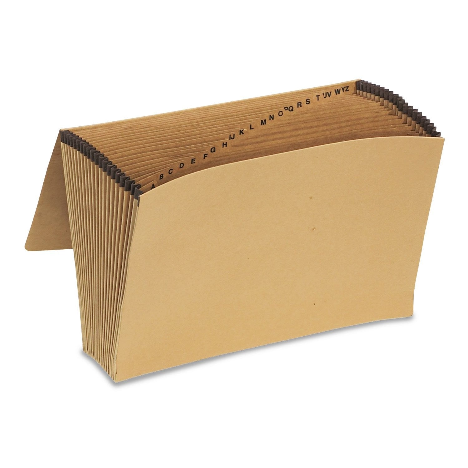 Pendaflex expanding kraft file with flap, A-Z index, 15x10 inches, showing closed file with tabbed index and flap closure.