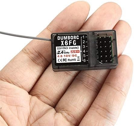DUMBORC 4-piece 2.4G 6-channel RC car receiver X6F X6FG combo for remote control cars and boats, shown in close-up image.