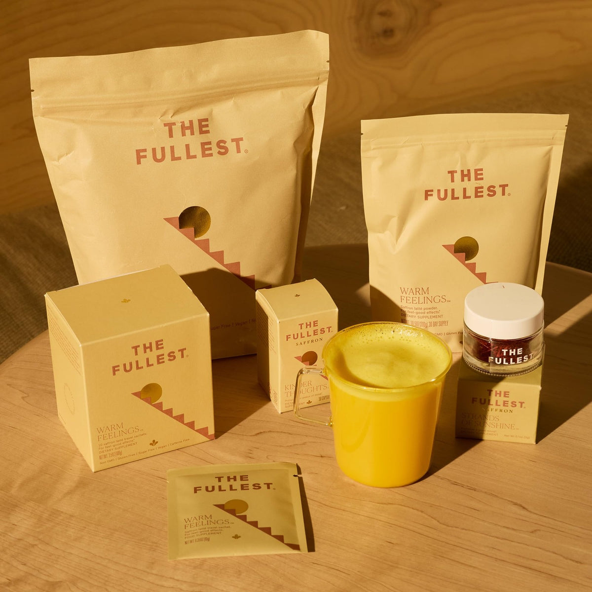 The Fullest Saffron Capsules bottle with ten capsules, gluten-free and vegan, designed to boost mood, energy, and focus.