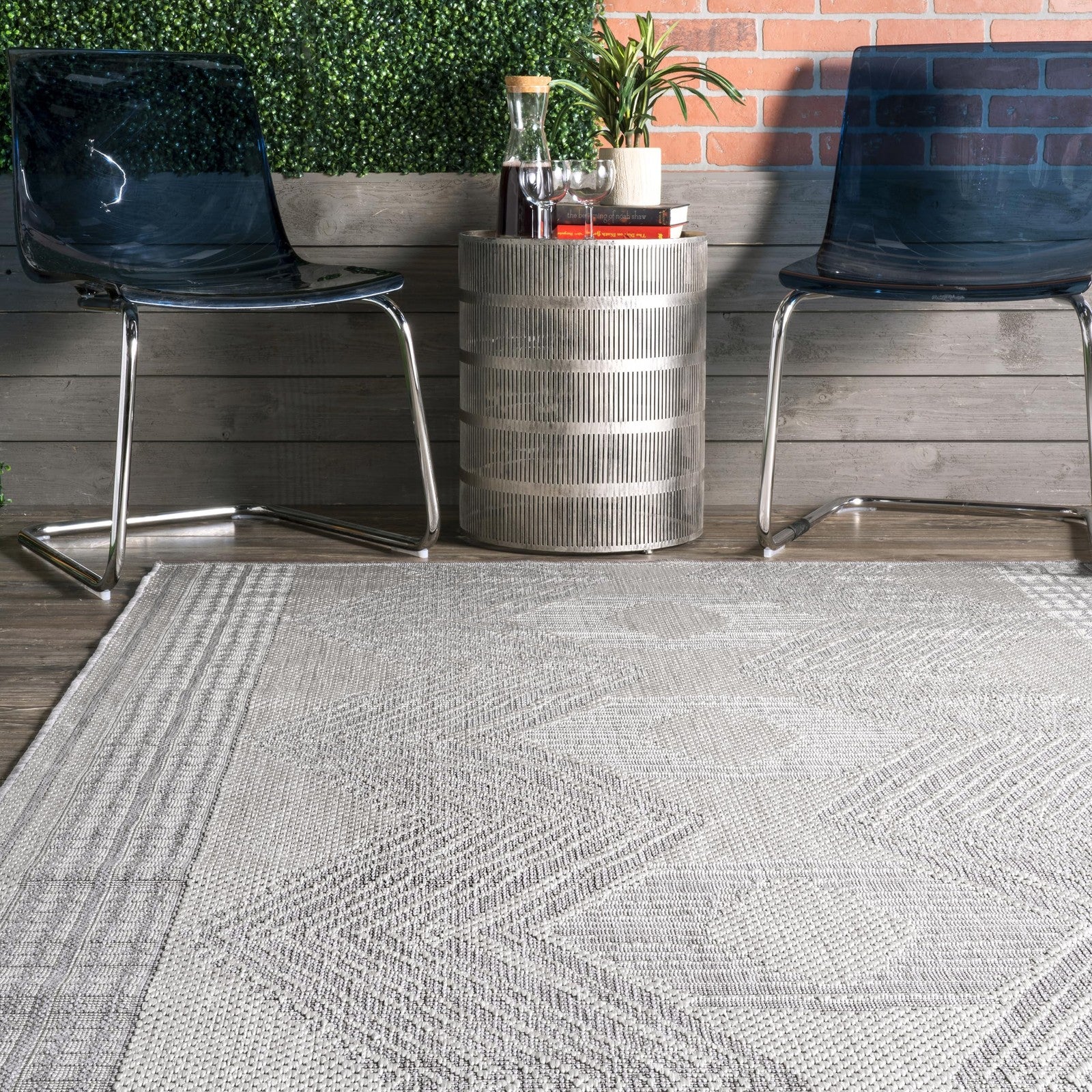nuLOOM Ranya light grey and ivory tribal geometric rug, 36x5, showcasing soft, cozy high pile and intricate tribal pattern.