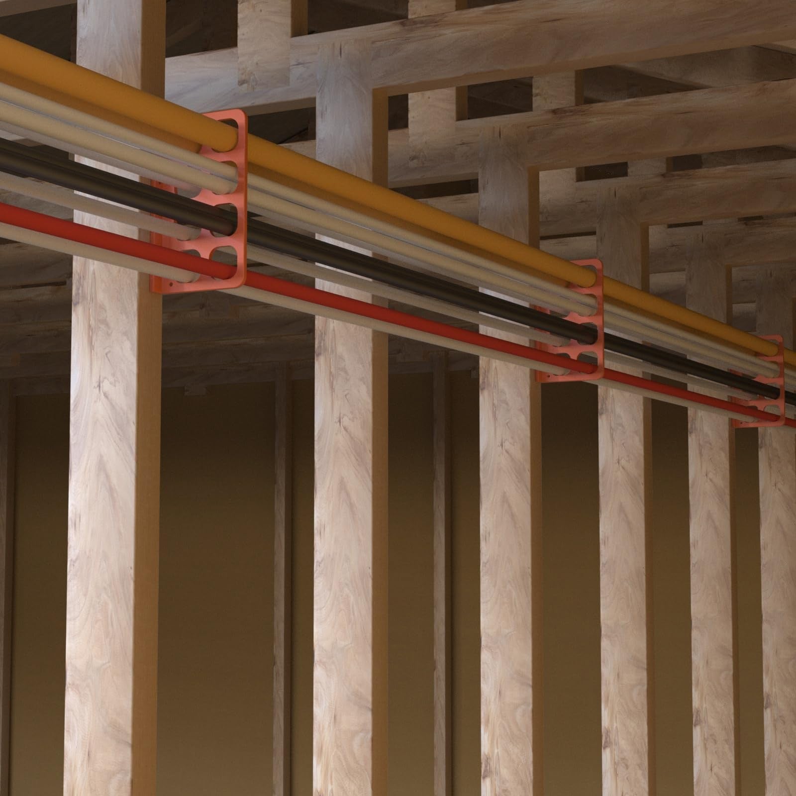LCGAOYA 40-piece cable chase wire brackets for cable management, shown supporting and organizing cables in a wiring box.