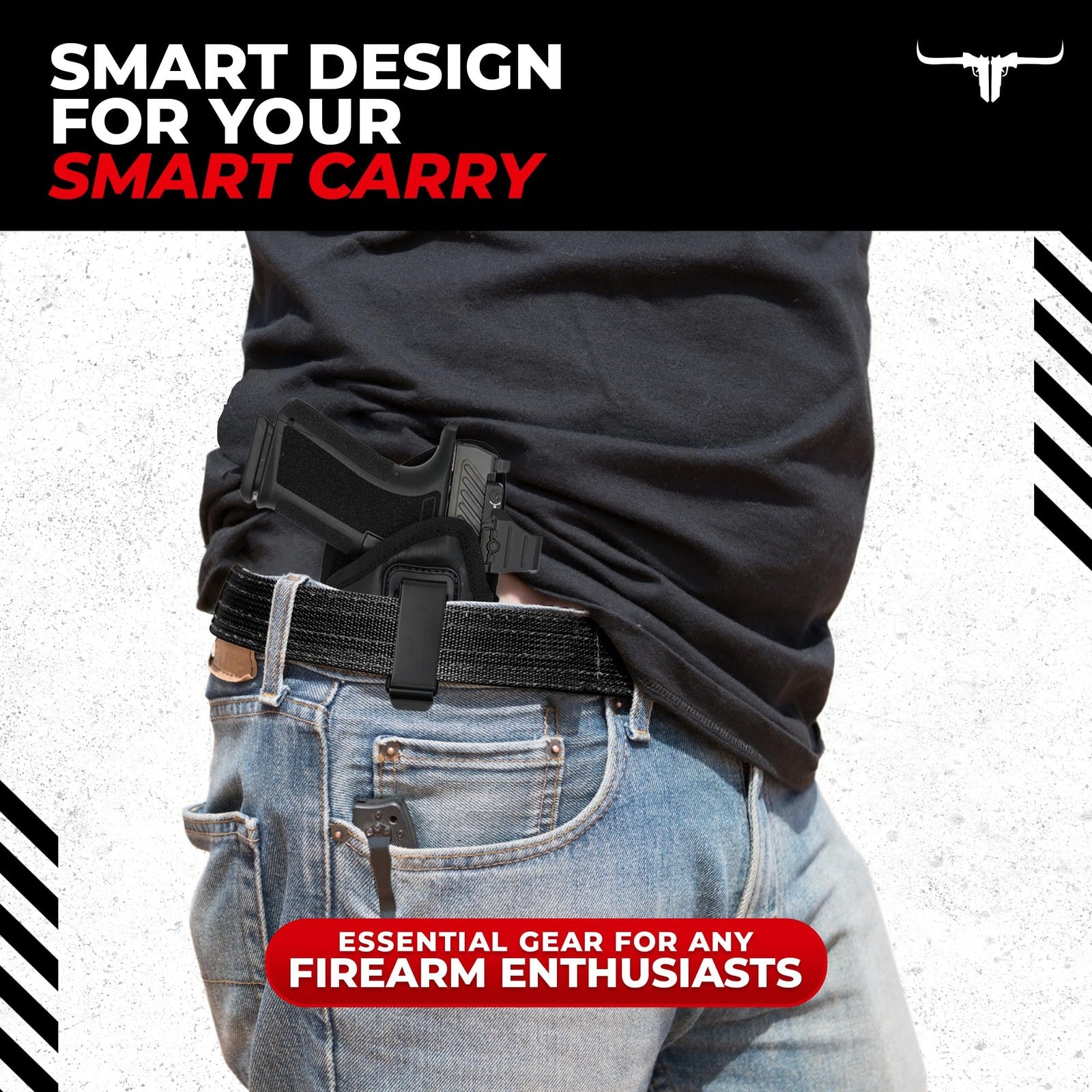 Texas Gun Holsters IWB gun holster bundle showing concealed inside-the-waistband carry with adjustable clips and leather finish.