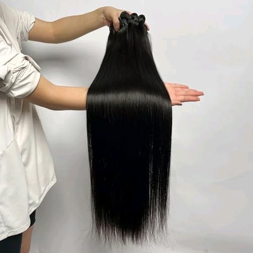 Yuccy 100g bundle of straight virgin Indian human hair, 20-inch natural black hair extension for styling.