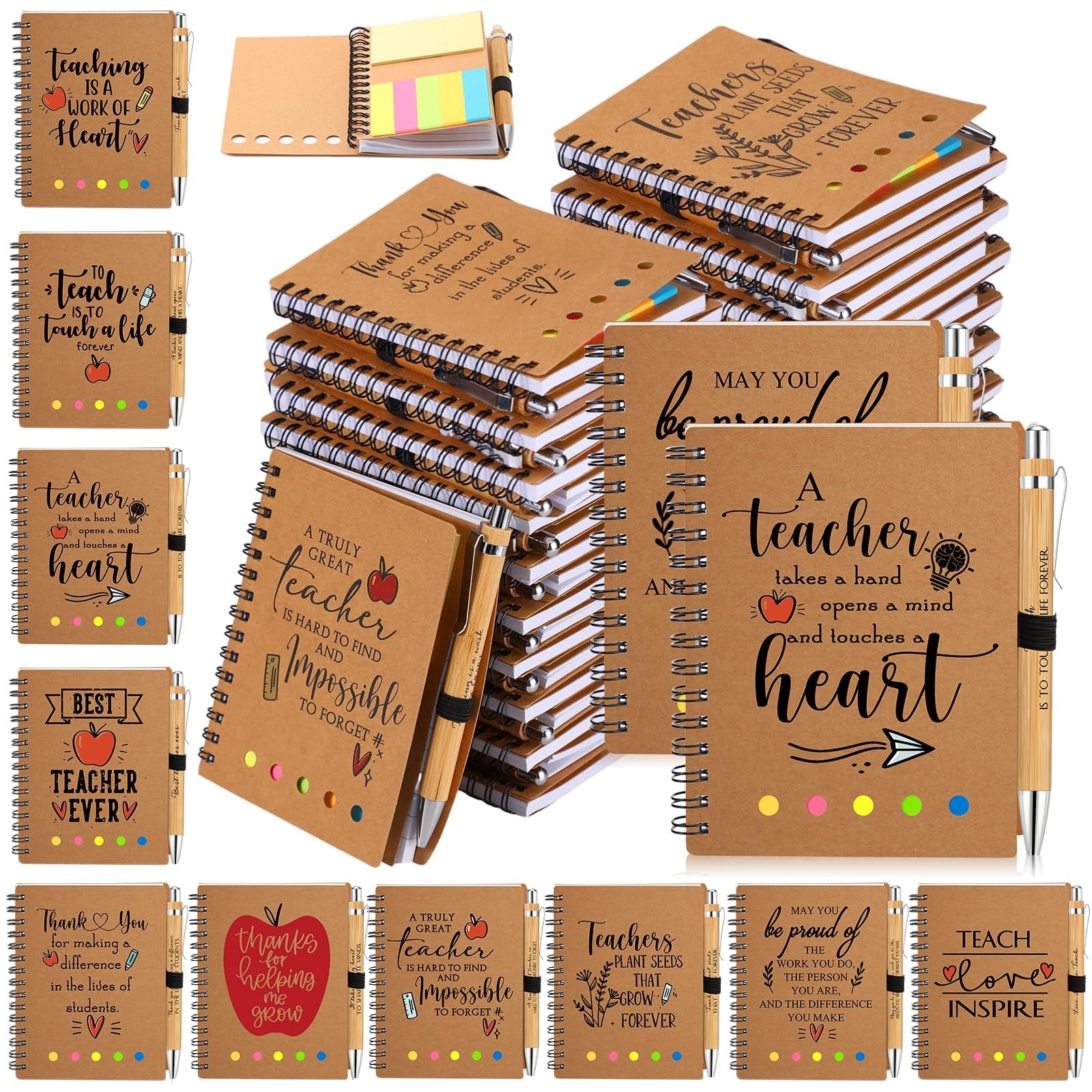 Glenmal Valentine Teacher Appreciation Spiral Notebook with thank you message for teachers, featuring a colorful cover design