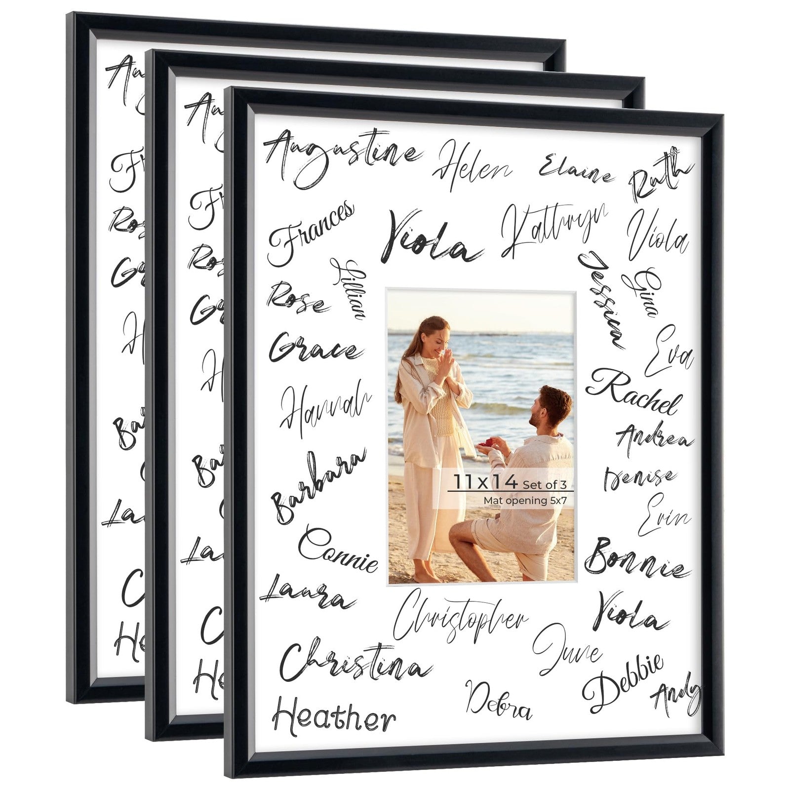 Axeman 11x14 signature frame for 5x7 photo or guest book, wedding or graduation display, with elegant wooden design.