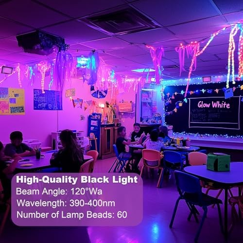 uwiner 2-pack 40W black LED blacklights with waterproof IP66 rating, remote control, and switch for outdoor or indoor use