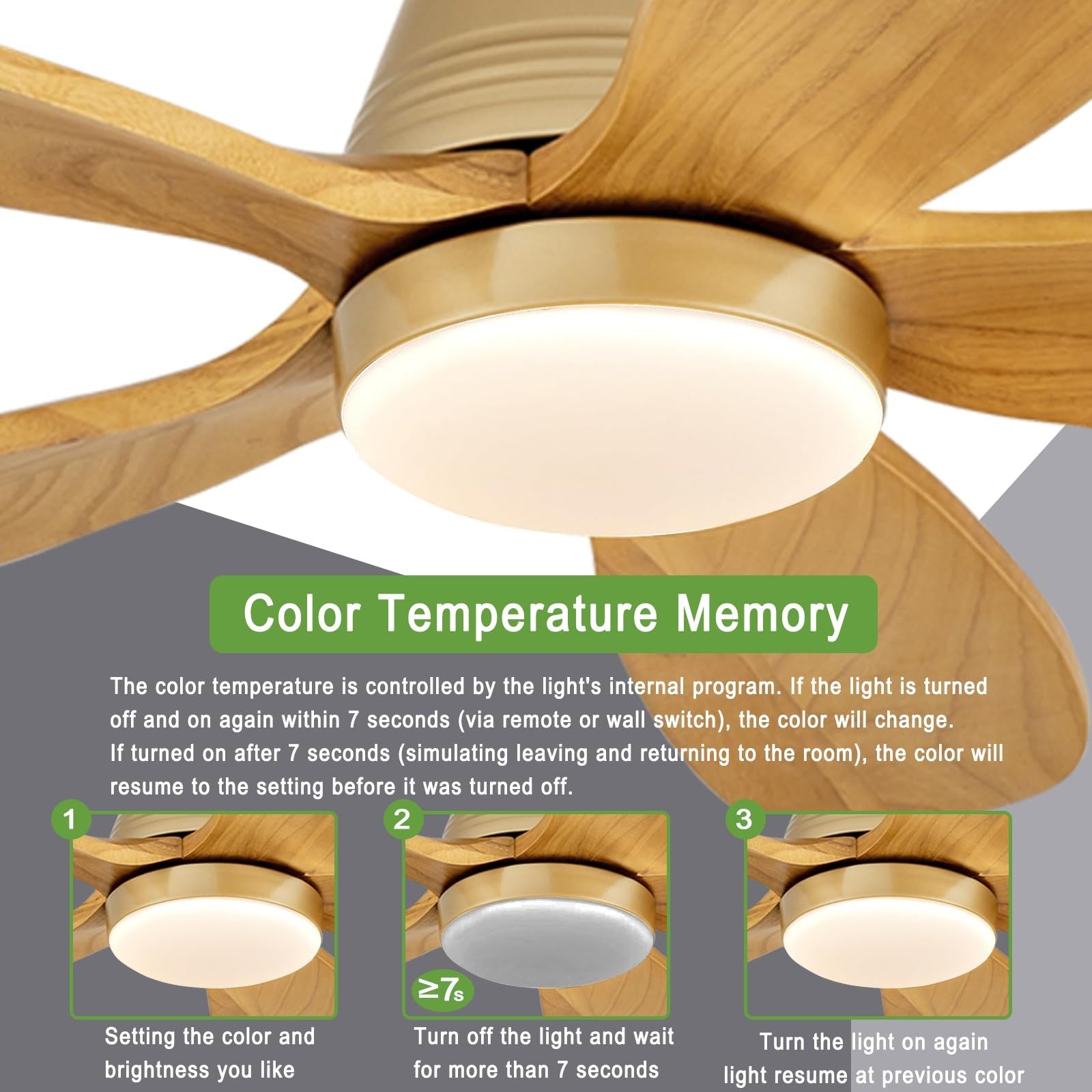 KENSID 36-inch modern wood ceiling fan with integrated light and remote control, featuring sleek design and contemporary style.