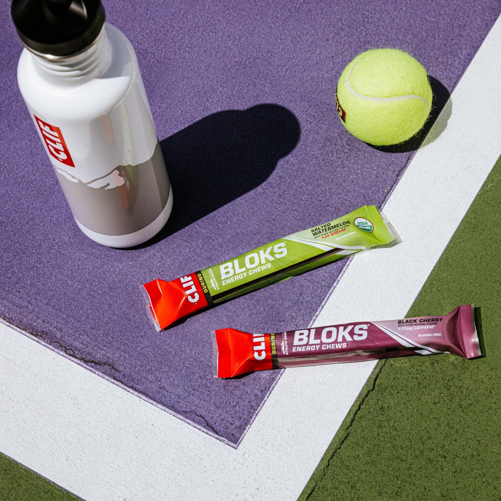 Clif Bloks Margarita flavor energy chews pack with 18 non-GMO, plant-based electrolyte chews for active athletes.
