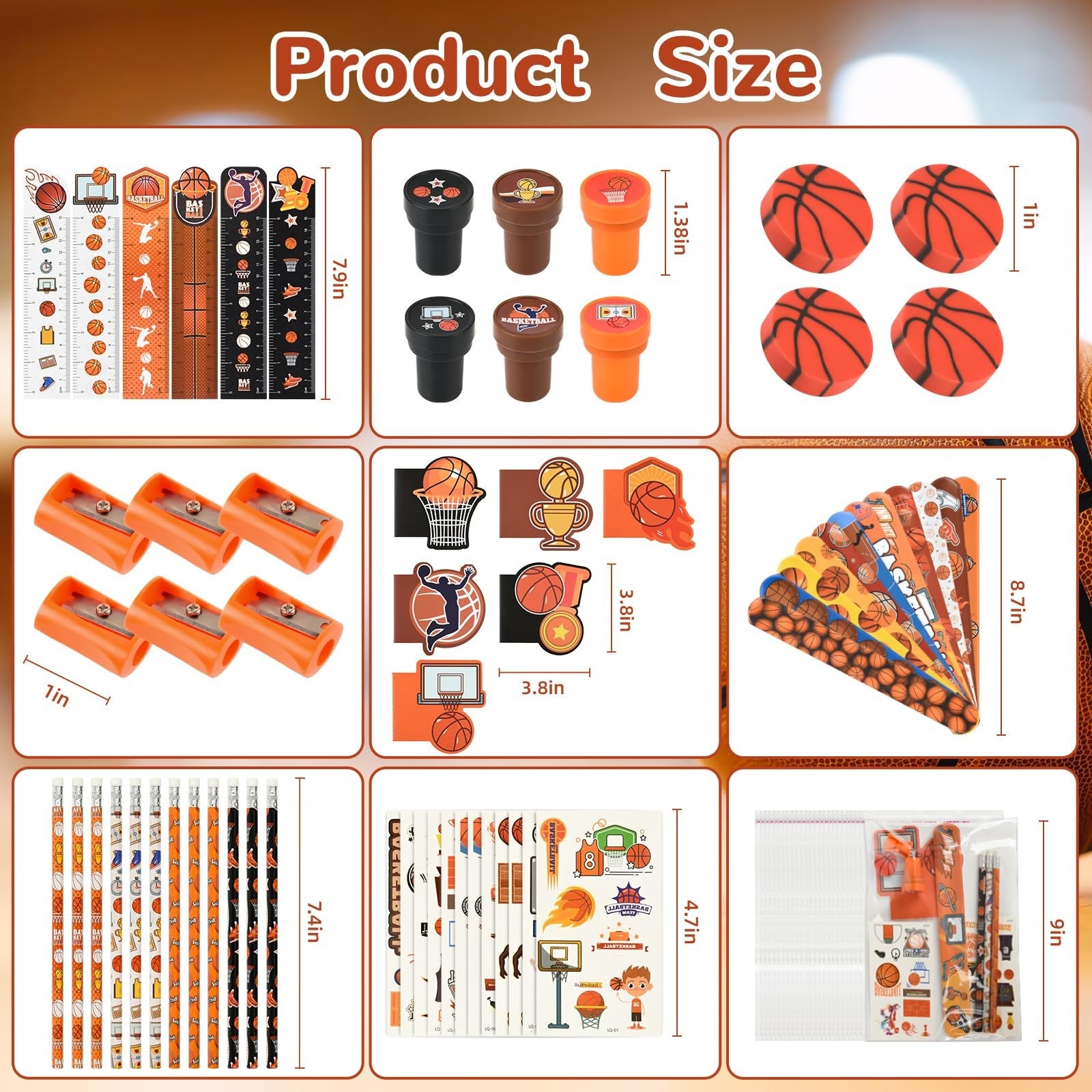Ulema basketball-themed stationery set with 216 pieces, including basketball gifts and birthday supplies for sports fans.
