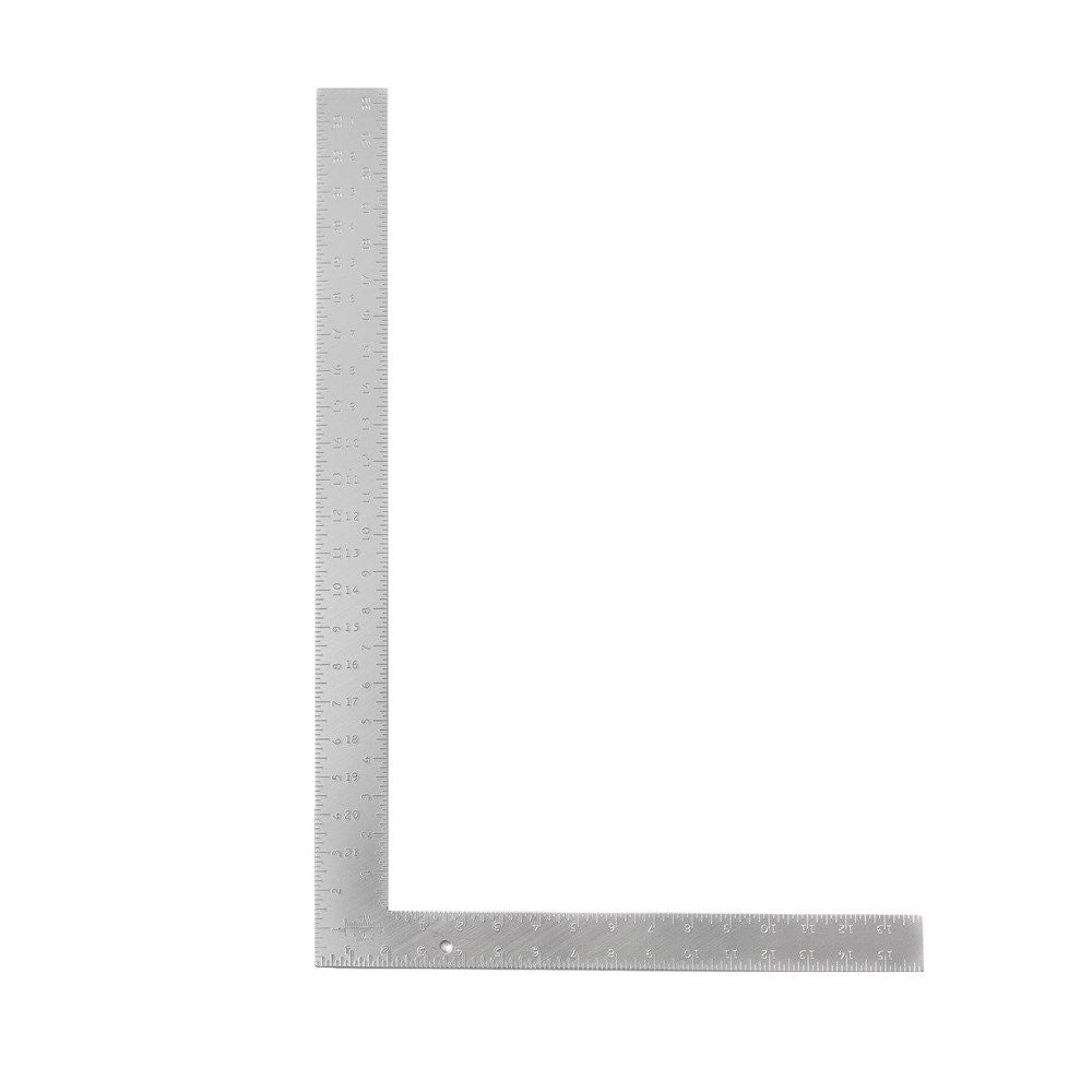 Swanson aluminum carpenter square measuring 16x24 inches, with clear markings and sturdy construction for accurate woodworking.