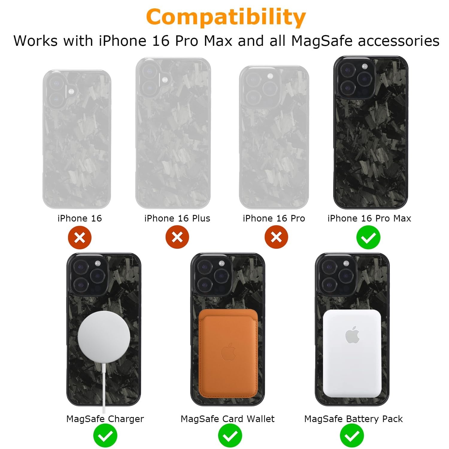 molzar Grip Series iPhone 16 Pro Max case with real forged carbon fiber and durable black Bui finish.