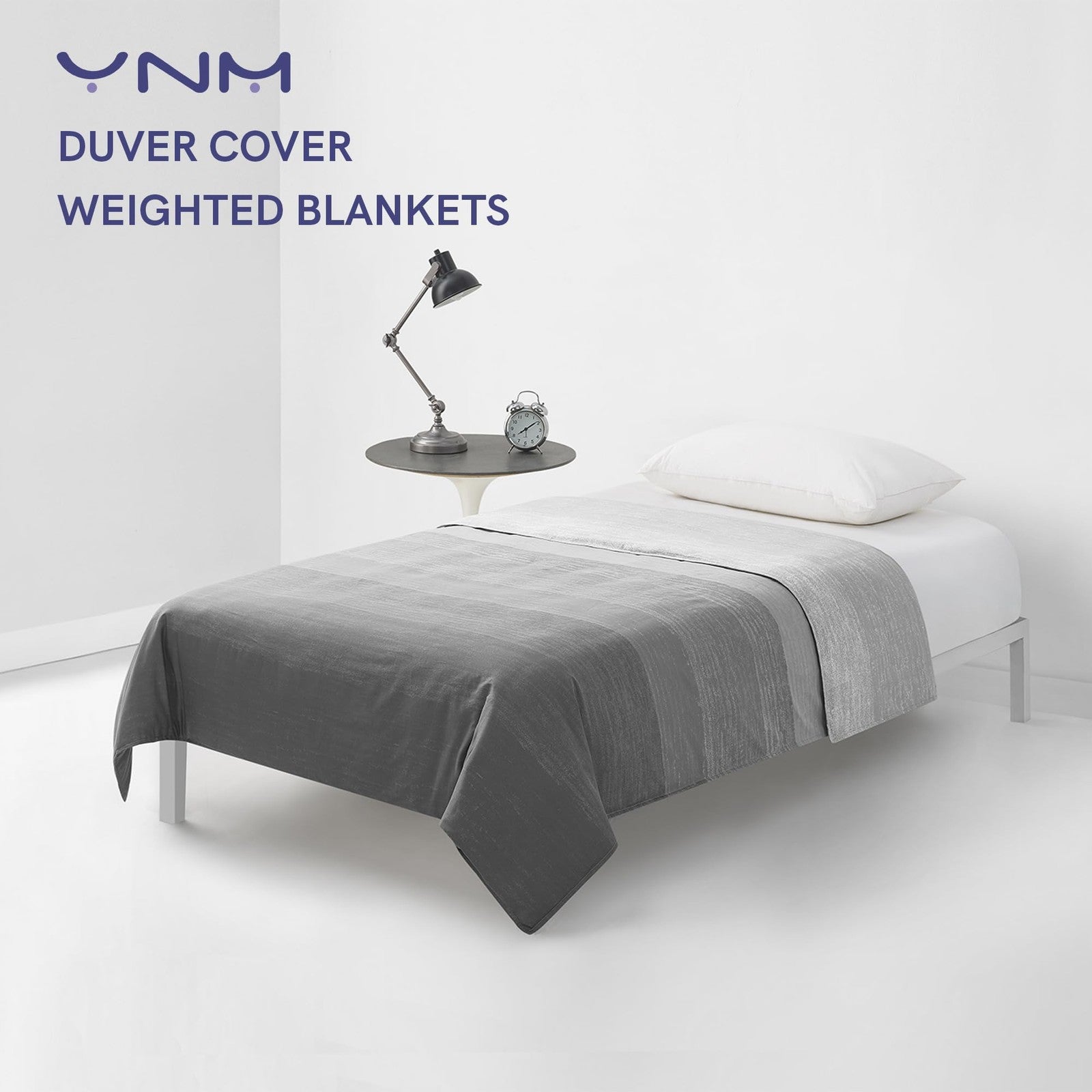 YnM cooling duvet cover for weighted blankets in gradient dark grey, 60x80 inches, soft and breathable fabric.