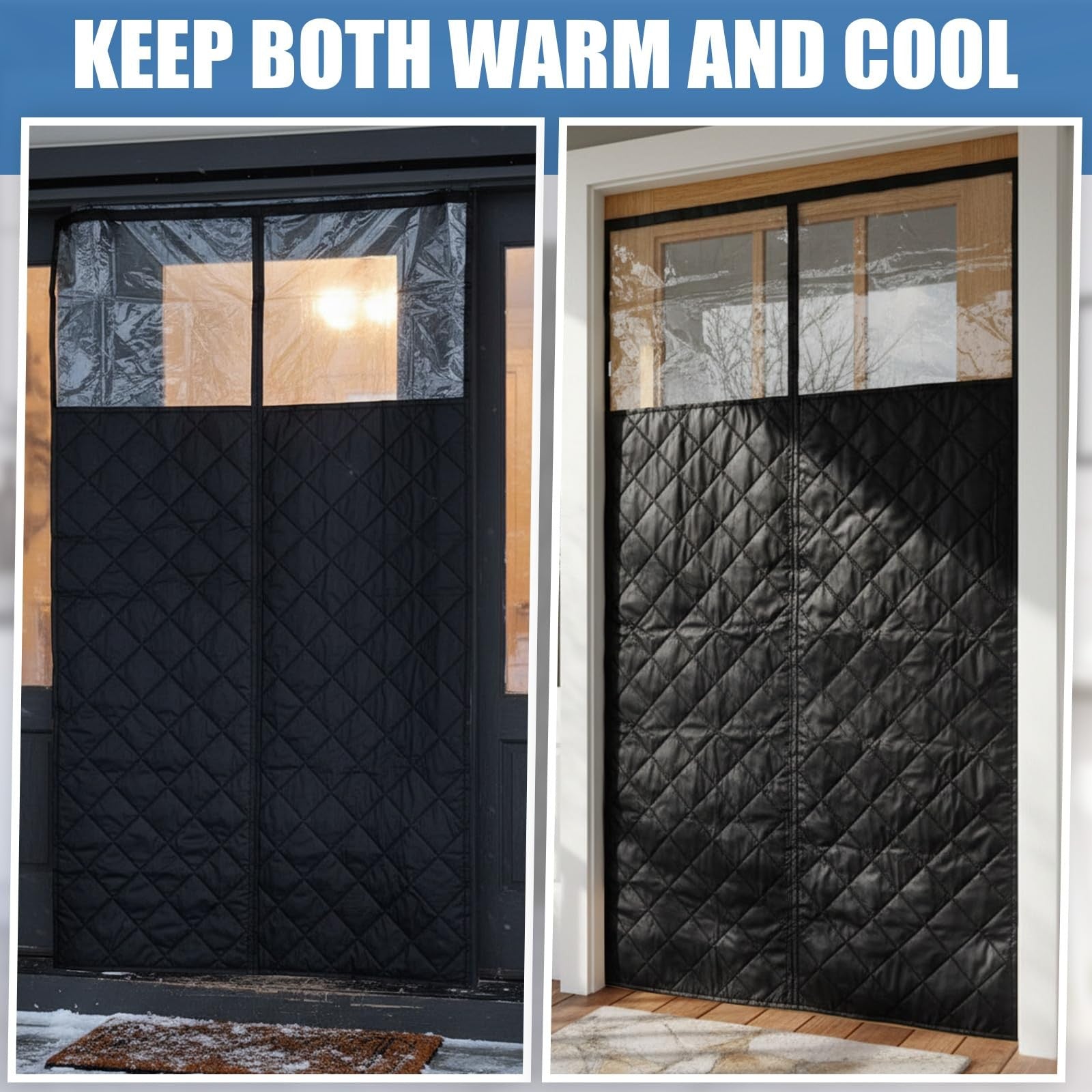 Peryiter magnetic thermal insulated door curtain in waterproof oxford fabric, 72x80 inches, with magnetic closure and windproof design.