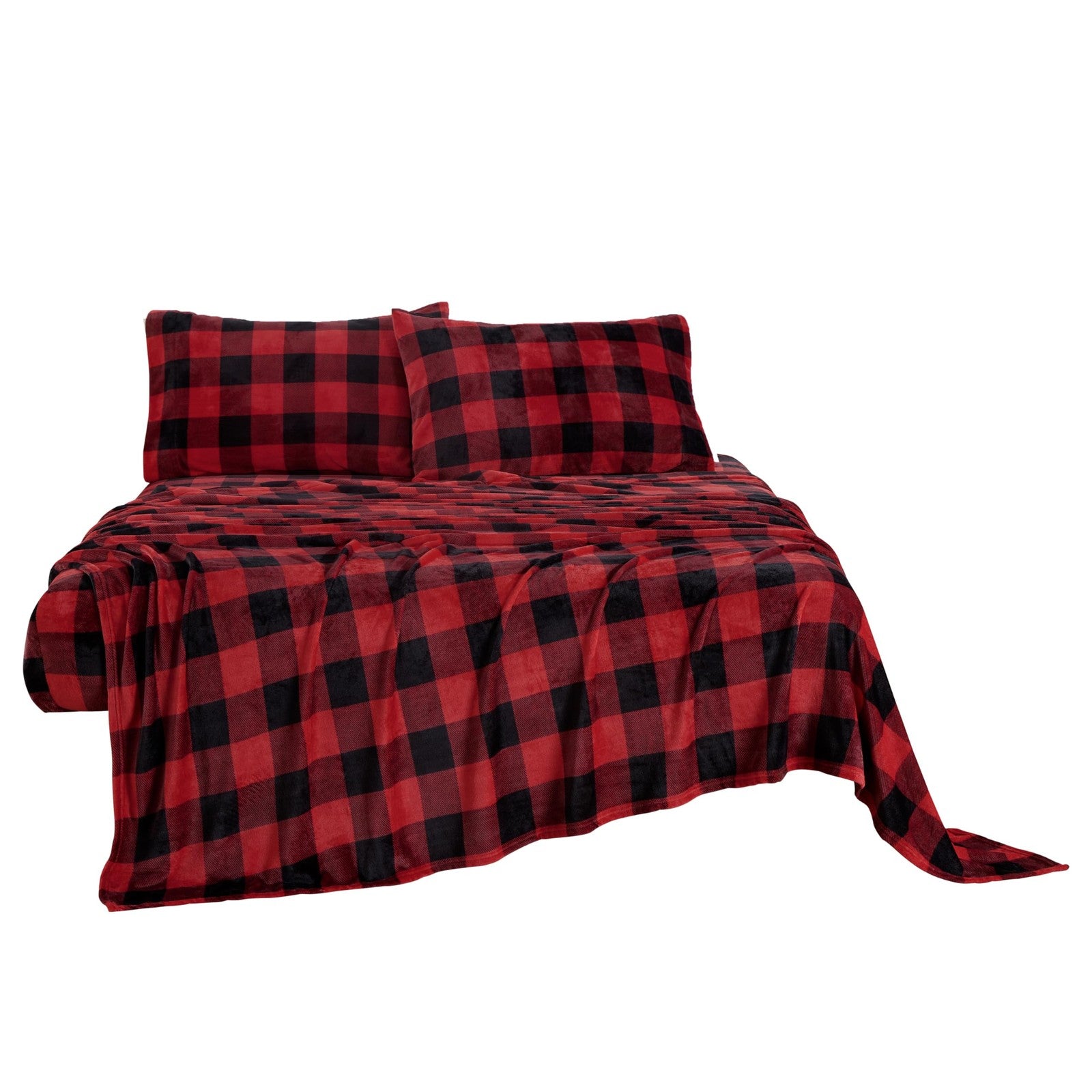Chezmoi Collection queen microplush fleece sheet set featuring extra softness and non-pilling velvety fabric in a cozy bedding display.
