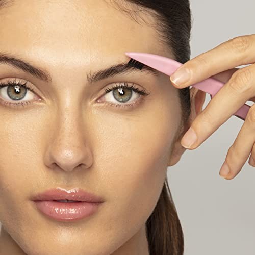 Tweezerman Tea Rose Brow Sculpting Set with tweezers, brush, and brow powder for shaping and defining eyebrows.