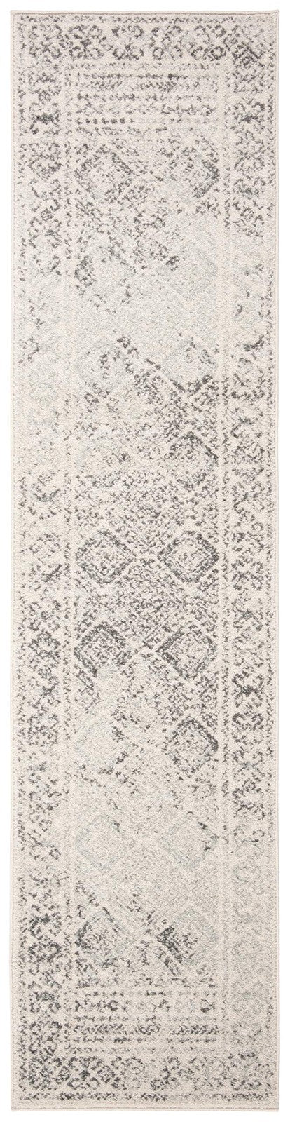 Safavieh Tulum Collection runner rug in ivory and grey with Moroccan boho design, 2x17 feet, plush and decorative for hallway or corridor.