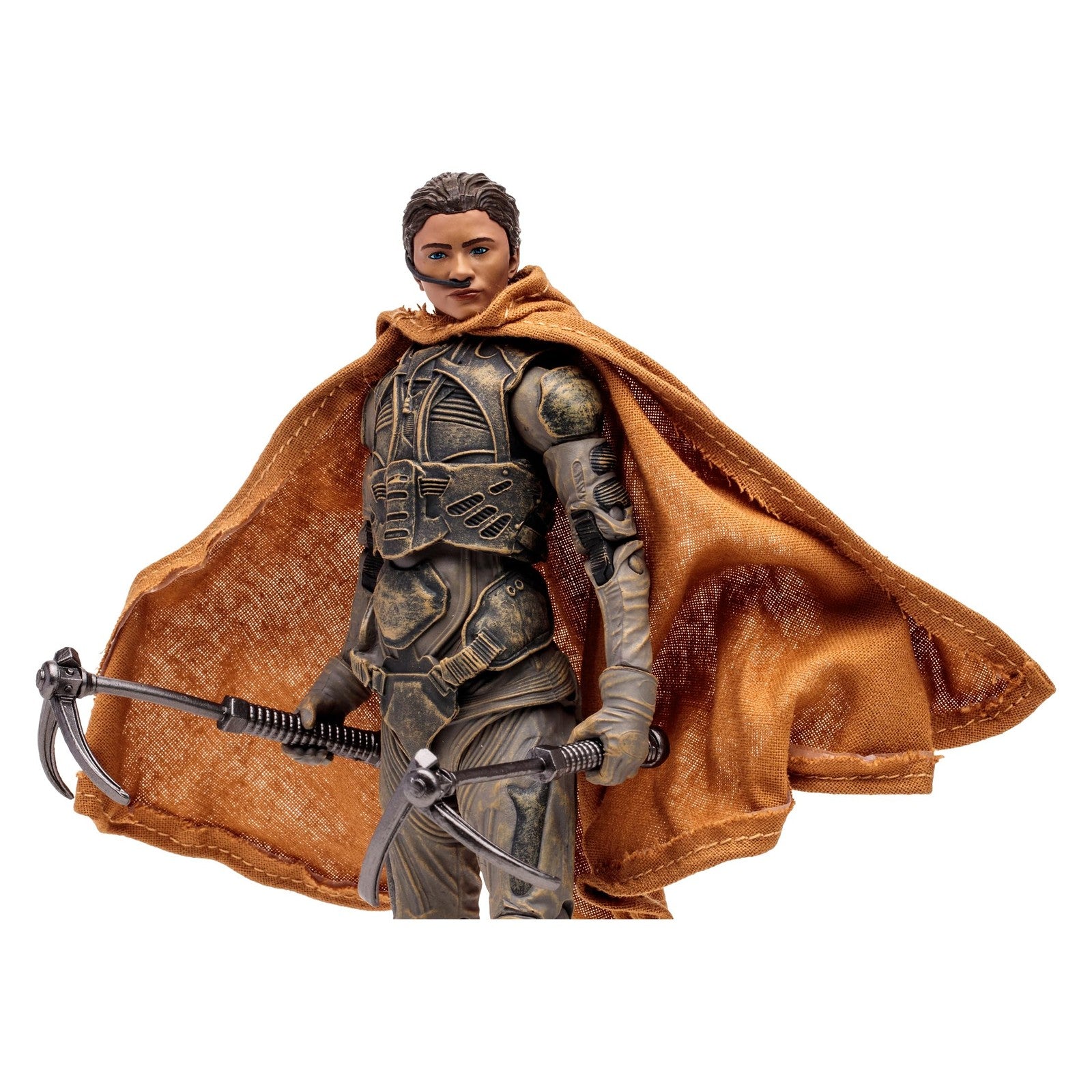 Four McFarlane Toys Dune Part Two action figures featuring Gurney Halleck, Paul Atreides, Chani, and Stilgar on display.