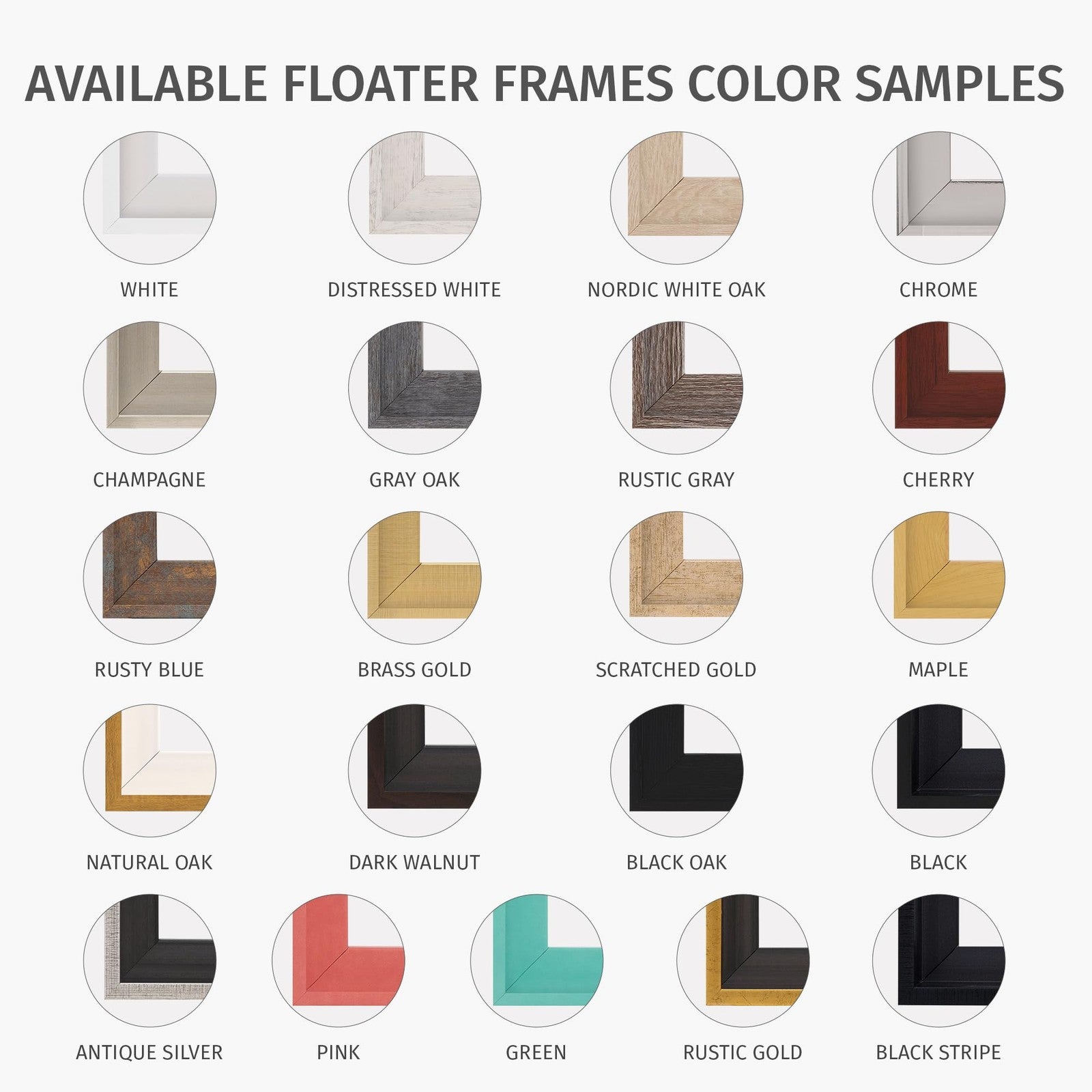 Pixy Canvas 18x18 floater frame for 1.5-inch deep canvas paintings, showcasing the sleek, modern wooden frame with a smooth finish.