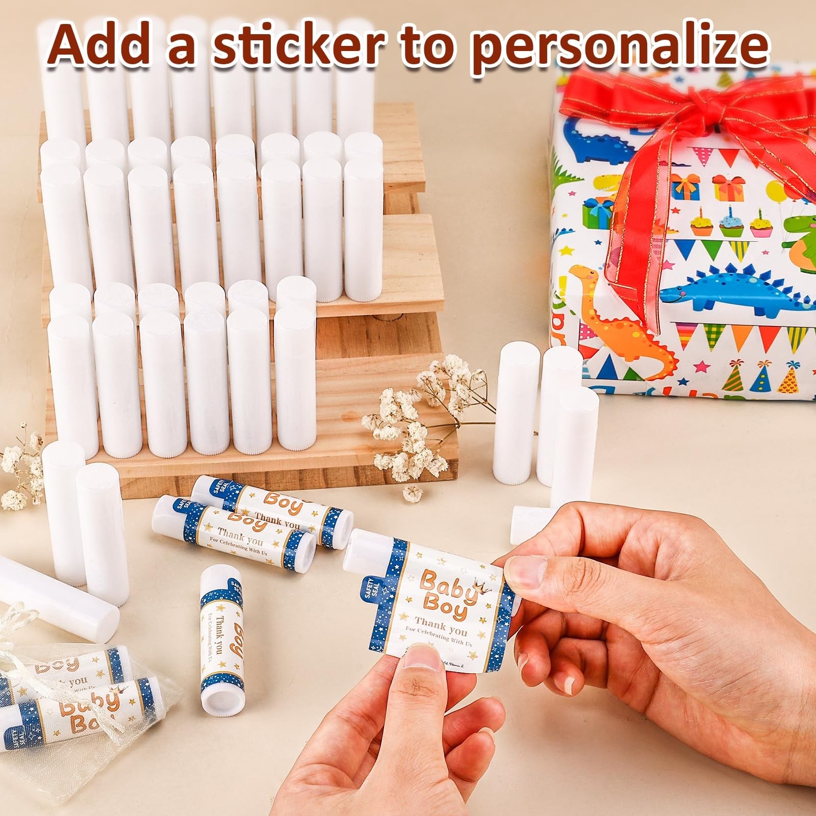VISRIE 210-pack natural lip balm blank tubes, unbranded lip balm containers for customization, with sleek cylindrical design.