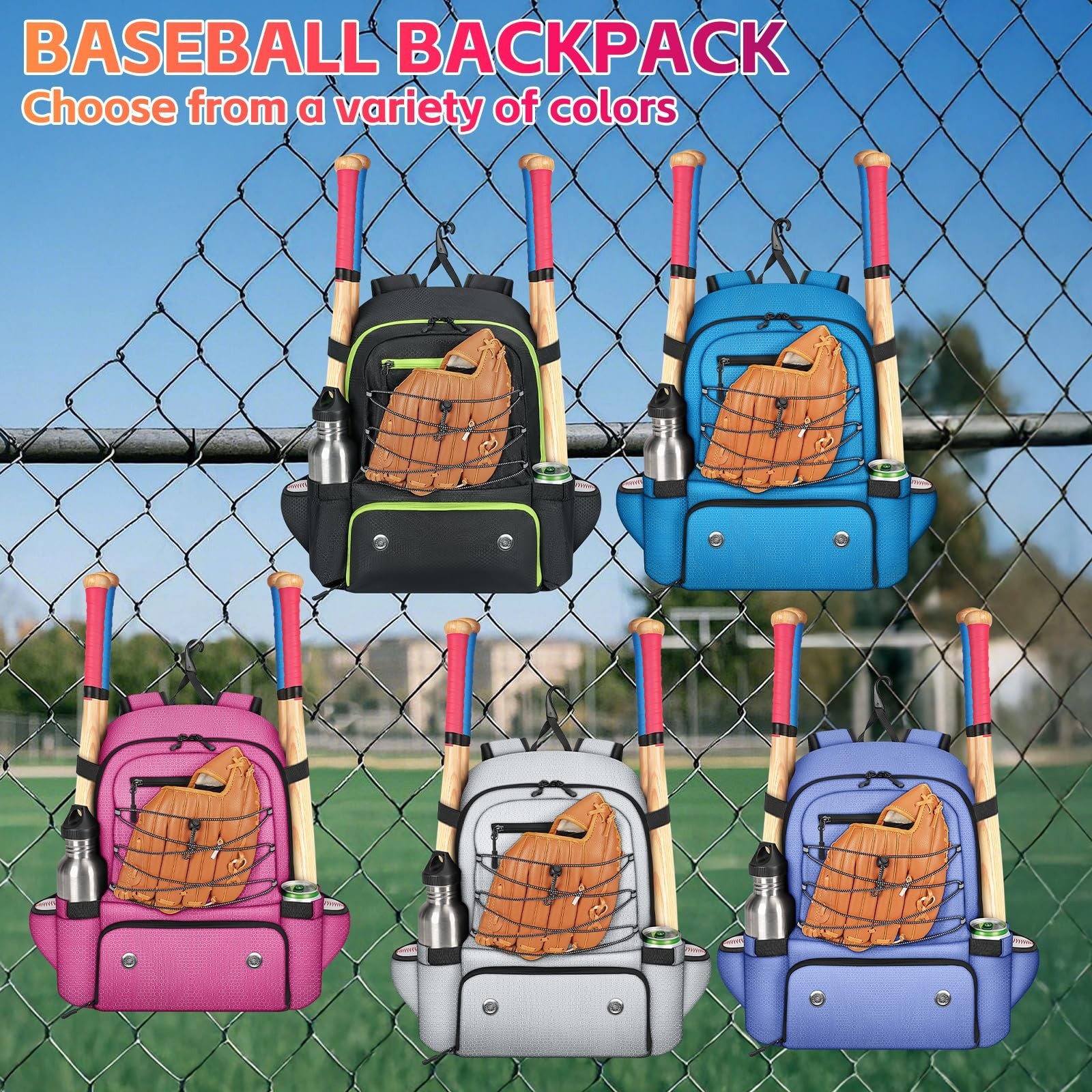 MATEIN youth softball backpack with space for four bats, shoe compartment, lightweight design, ideal for young baseball players