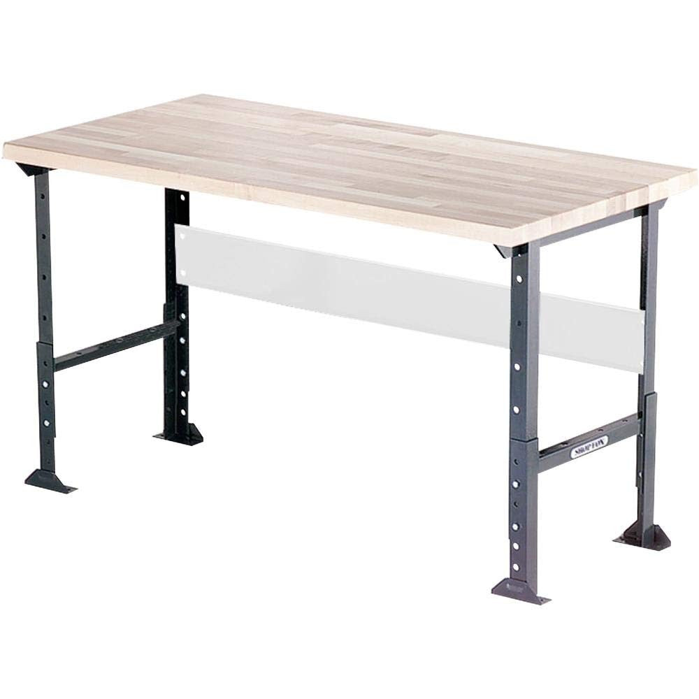 Shop Fox D2660 34-inch deep workbench leg in grey and black, showing sturdy metal construction for workshop use.