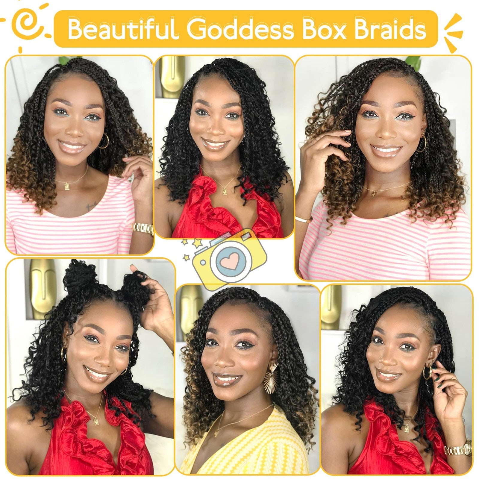 Fulcrum Goddess Box Braids Crochet Hair in 10 inches, displayed in 9 packs for boho box braid style.