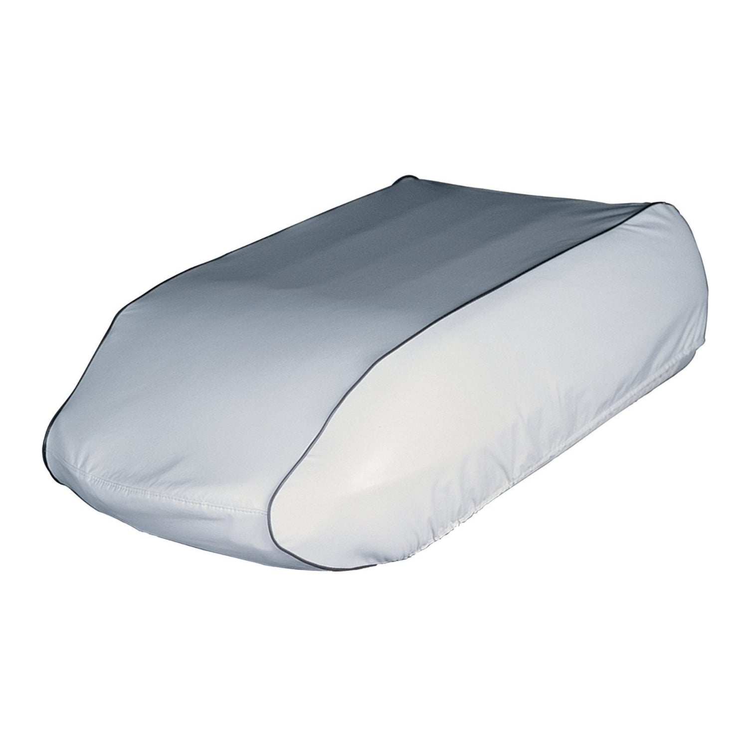 Coleman ADCO 3023 white RV air conditioner cover on an RV unit, protecting the air conditioner from weather and debris.