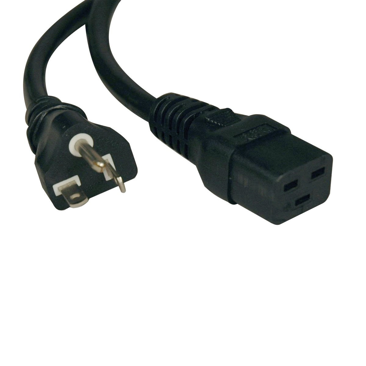 TRIPP LITE heavy duty C19 to NEMA 5-20P power cord, 20A, 12 AWG, IEC-320-C19 connector with NEMA plug for high current devices.