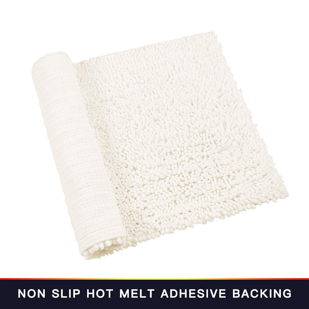 Walensee non-slip bathroom rug, 32x20 inch ivory water-absorbent bath mat with soft, plush texture for bathroom comfort.