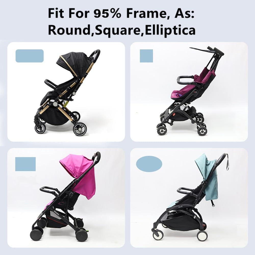 MINILUJIA adjustable stroller bumper bar with leather cover and detachable crossbar, shown attached to a stroller frame.