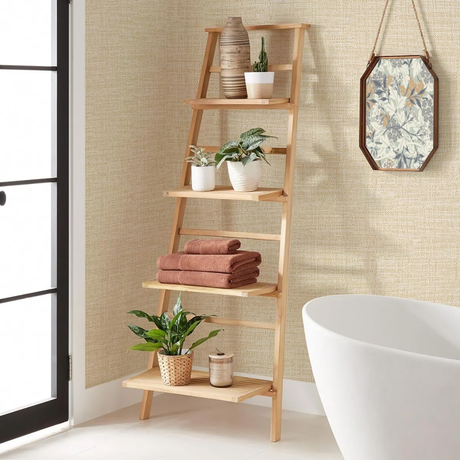 Amiya grasscloth cream wallpaper peel and stick beige faux fabric linen contact material, showing textured surface and adhesive backing.