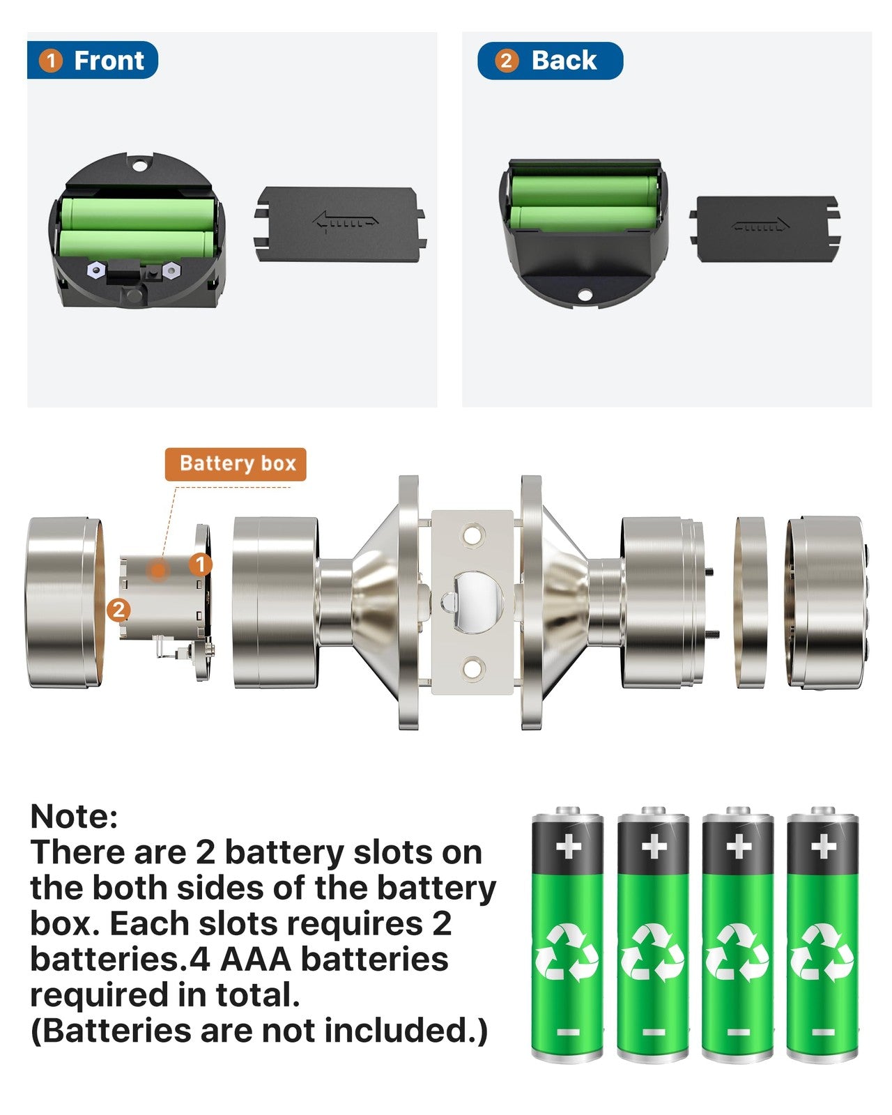 HIDALIFE keypad door knob with satin finish, keyless entry lock suitable for bedroom, front, or garage doors, showing keypad and handle.