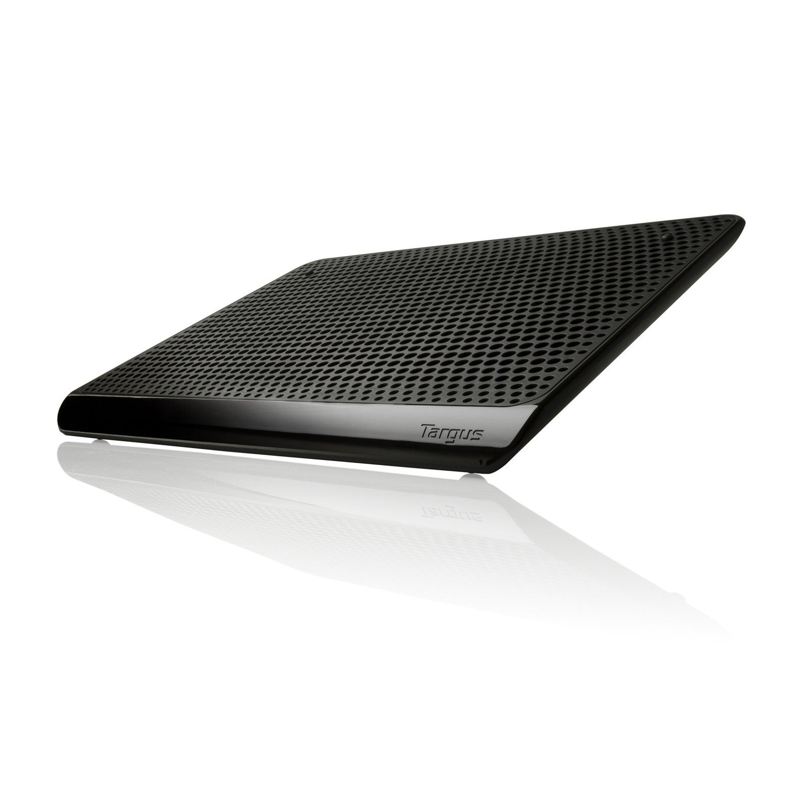 Black Targus Chill Mat for 16-inch laptops, featuring ergonomic design and cooling vents for comfortable, efficient use.