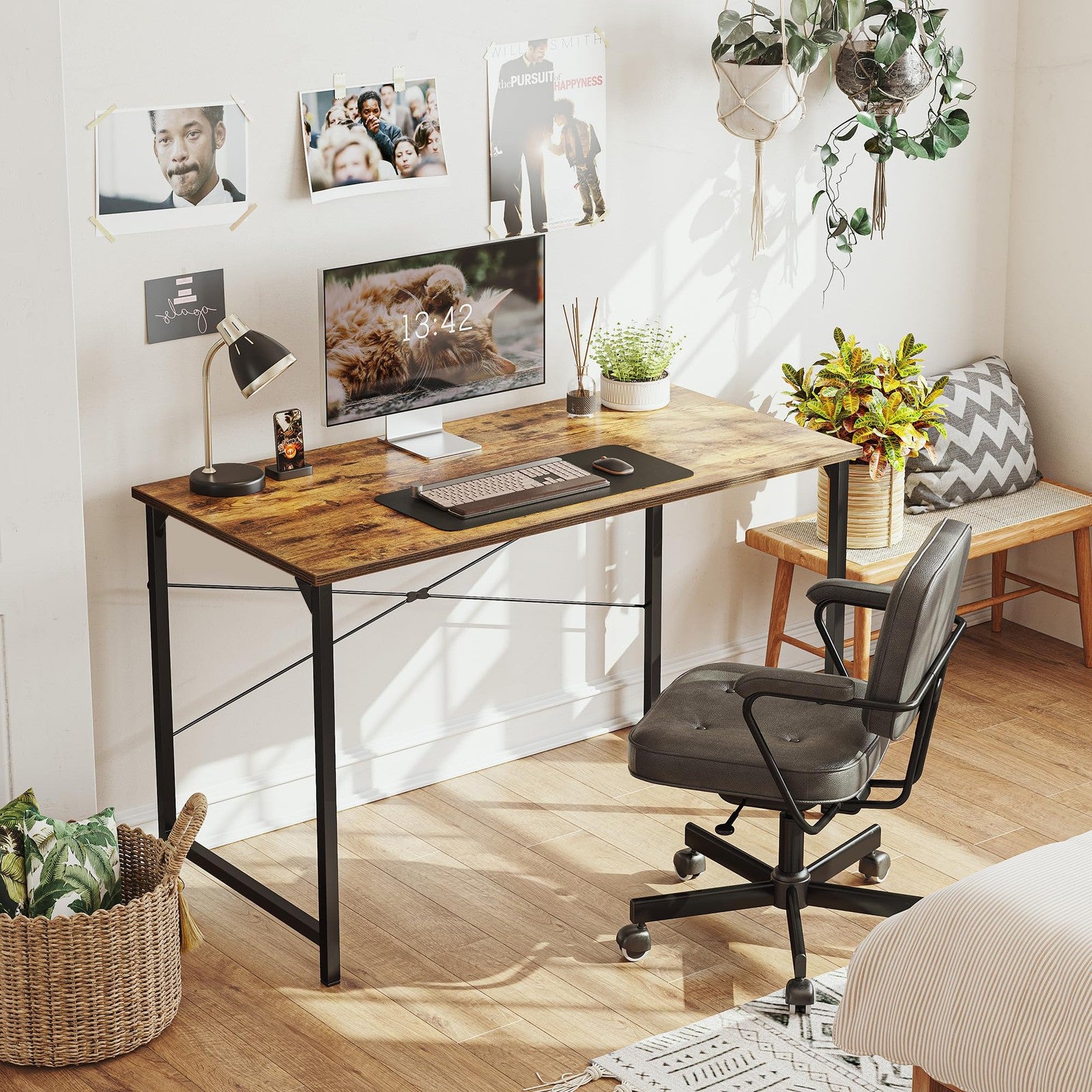 Cubiker small 32-inch modern computer desk with simple style and X-bar design, ideal for home office workspace.