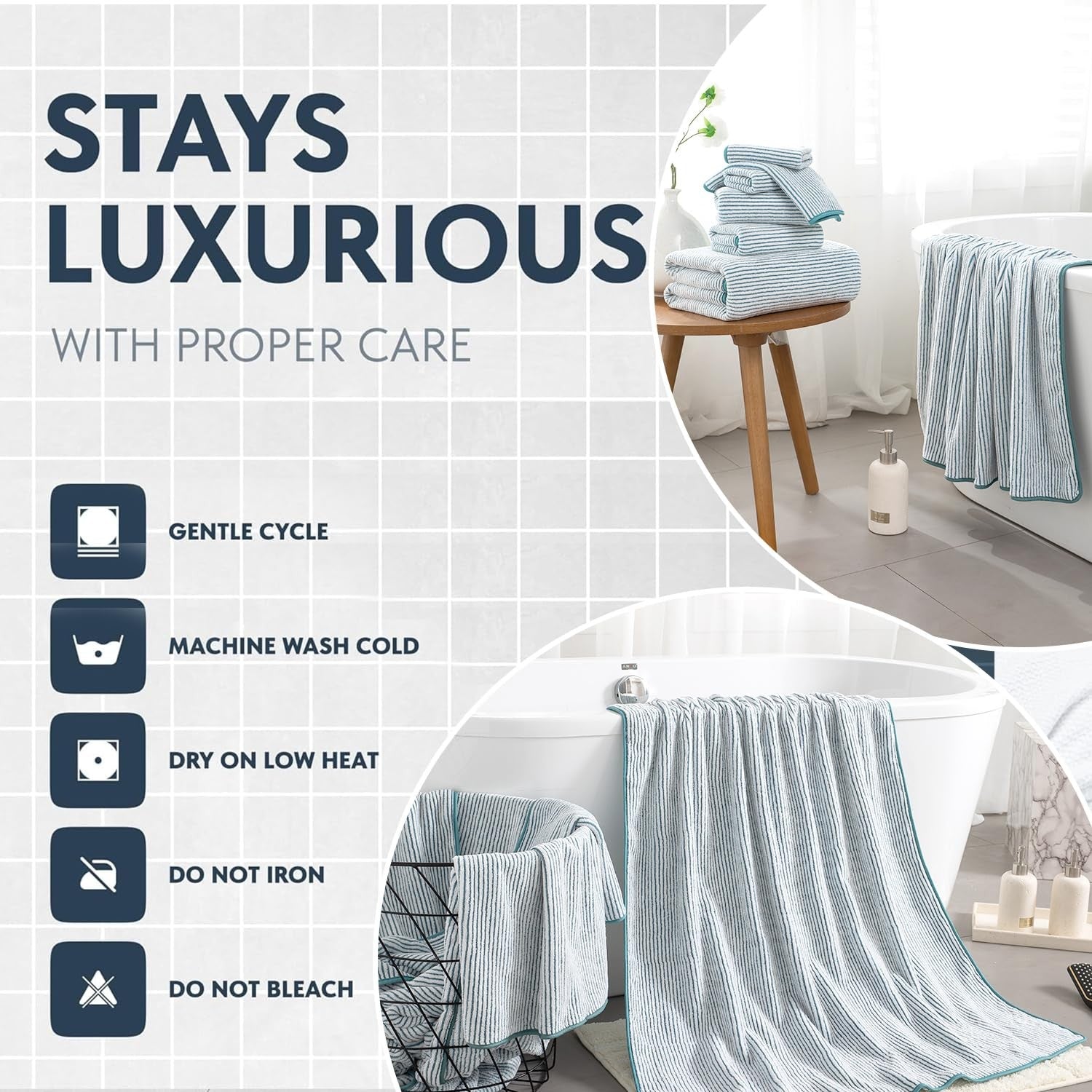 Jessy Home 8-piece premium bathroom towel set with oversized bath sheets and hand towels in soft, absorbent fabric.