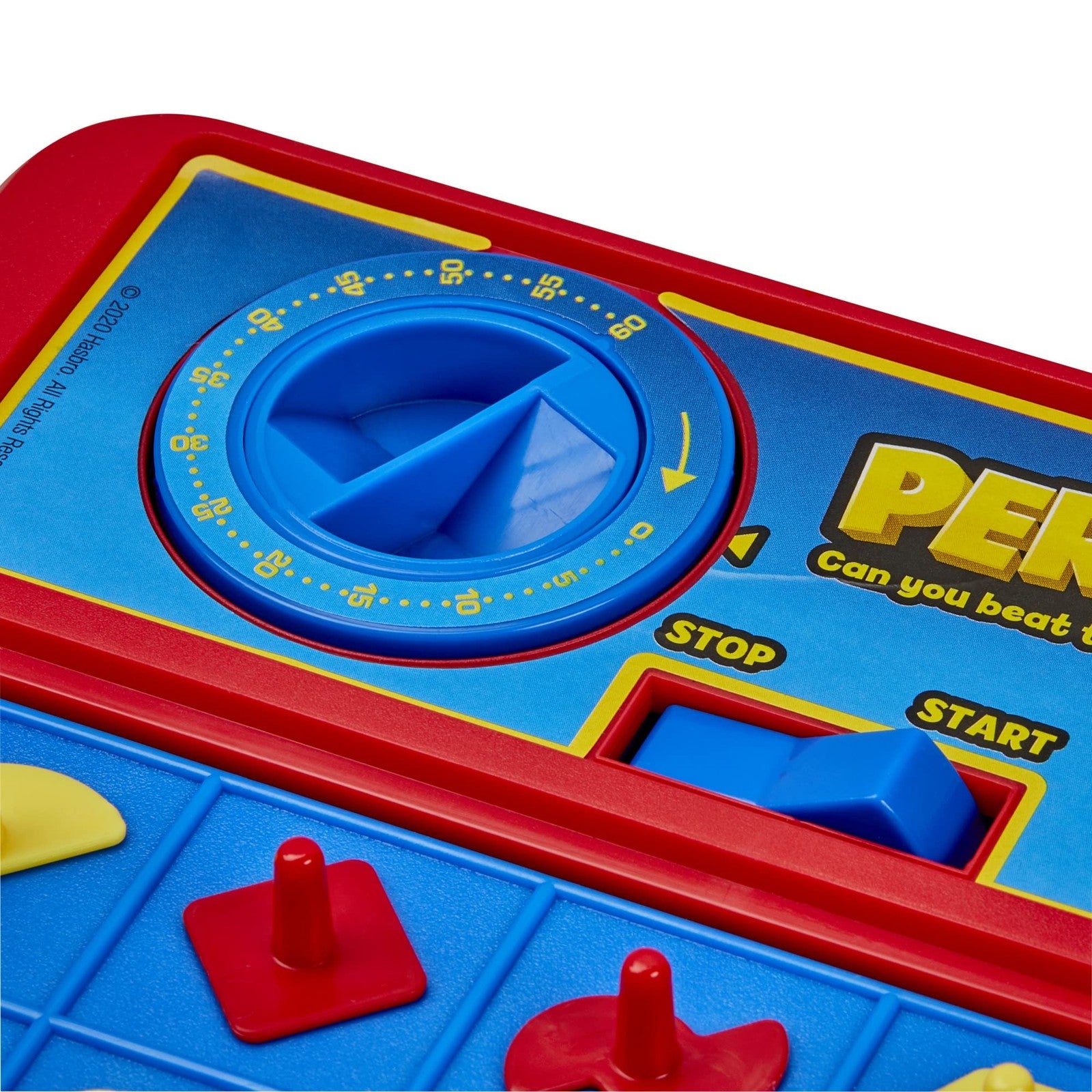 Hasbro Gaming Perfection Plus 2-Player Duel Mode with colorful popping shapes and game pieces for ages 8 and up.