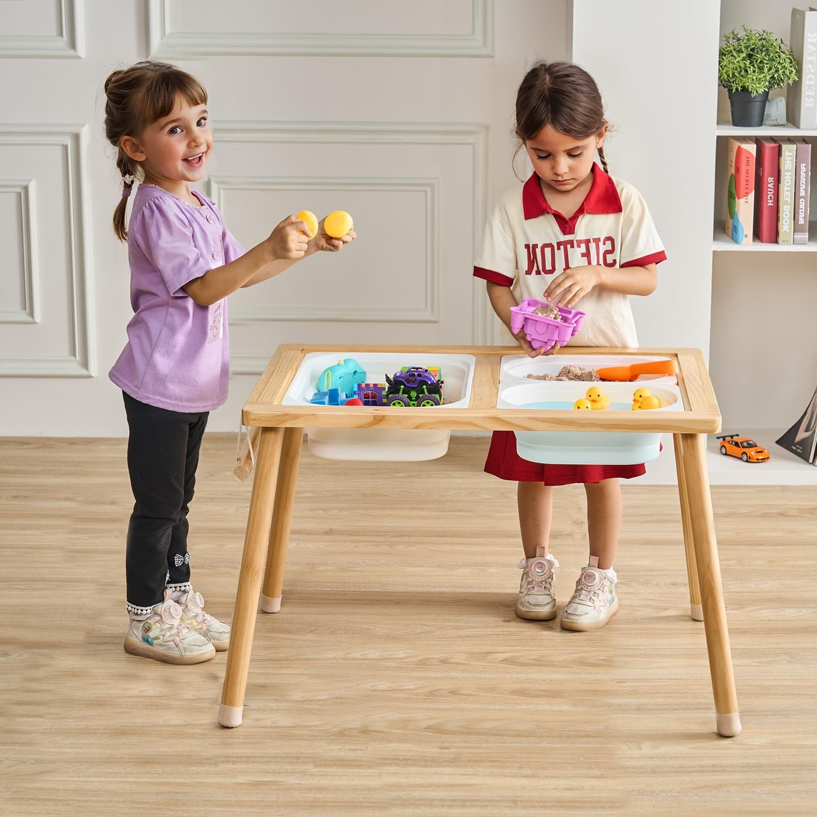 VEVOR sensory table for kids with colorful compartments, designed for toddler sensory play and activities at a kids' activity desk.