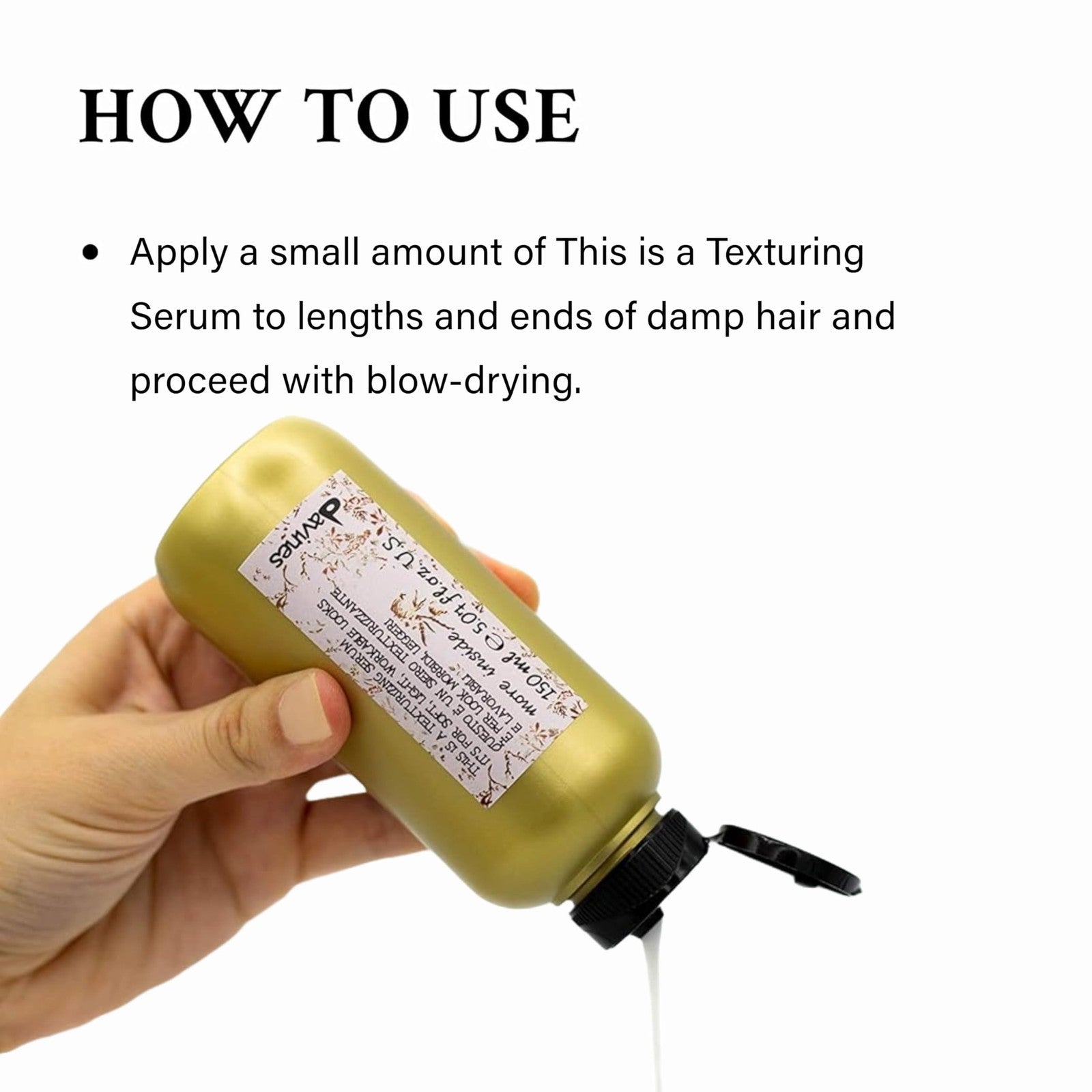 Davines This is a Texturizing Serum for creating body and structure in hair, with a workable formula and lightweight consistency.