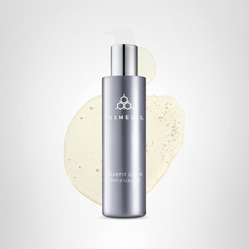 COSMEDIX Benefit Clean gentle face wash gel with hydrating formula, shown in a clear pump bottle suitable for women and men.