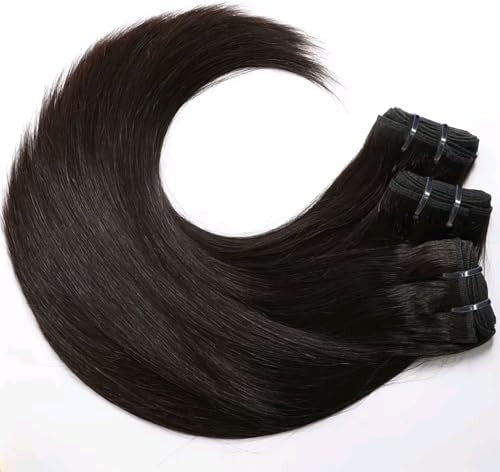 Yuccy 100g raw Indian human hair bundle, 16A unprocessed natural hair with a smooth, shiny texture and natural color.