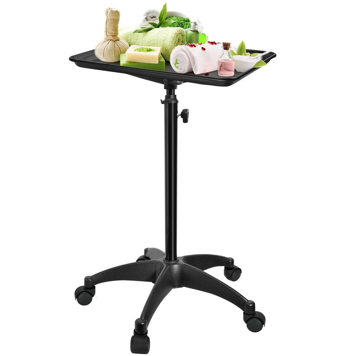 JOSTZHXIN salon rolling tray made of premium aluminum, used as a tattoo tray on rolling carts with adjustable height.