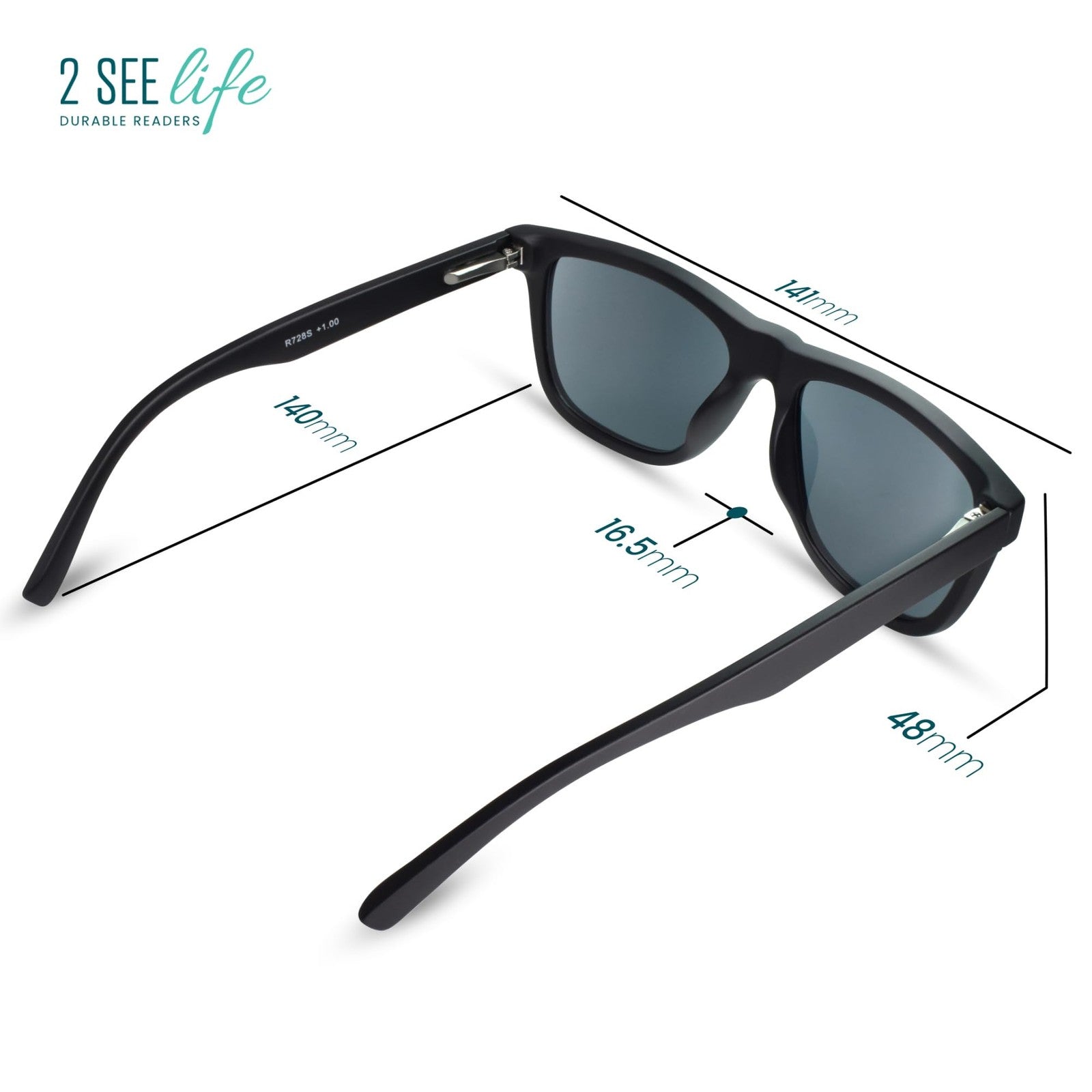 2SeeLife oversized TR-90 reading sunglasses for men with sturdy frame and medium fit, featuring dark tinted lenses and durable design.